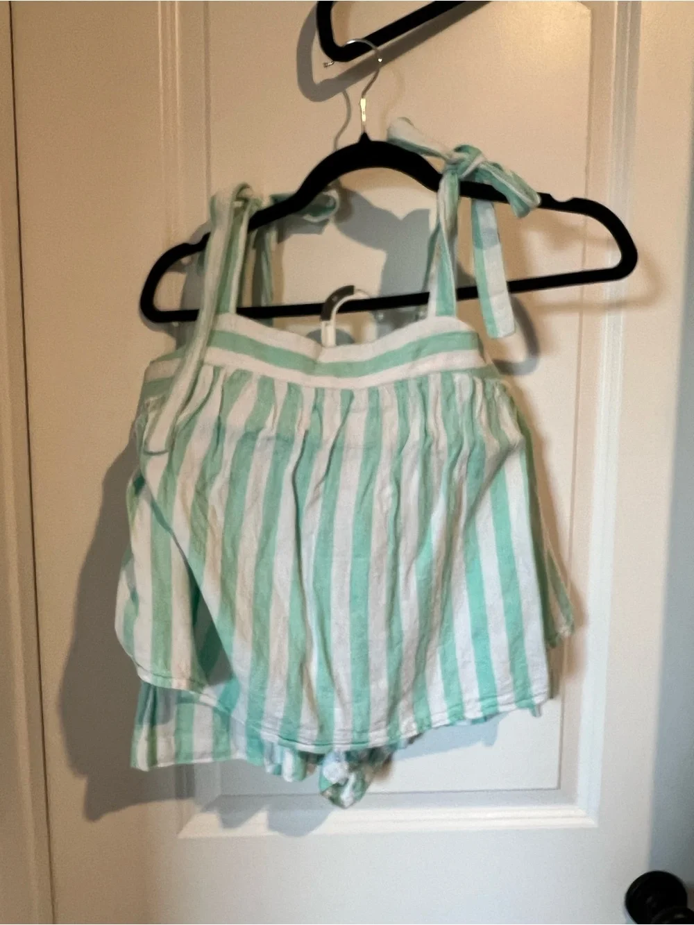 Stoney Clover Lane Mint & White Striped Tie-Shoulder Set